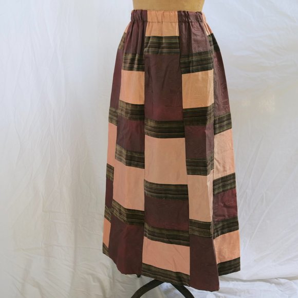 vtg MR HANK Velvet Moire Prairie Patchwork Maxi Skirt Hippie Gypsy Boho S/M EUC - Picture 3 of 10